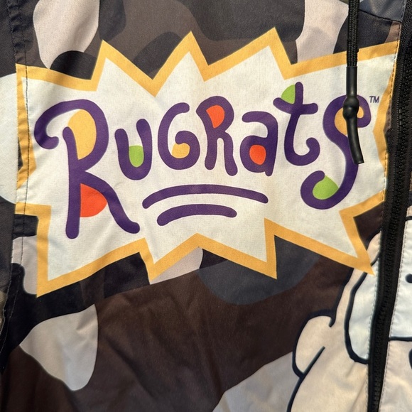 Members Only x Nickelodeon Rugrats Zip-Up Jacket Men's Medium Brown Cream Color - Picture 3 of 15